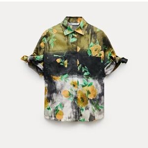 Zara ZW Collection Floral Print Shirt Sz. Lg